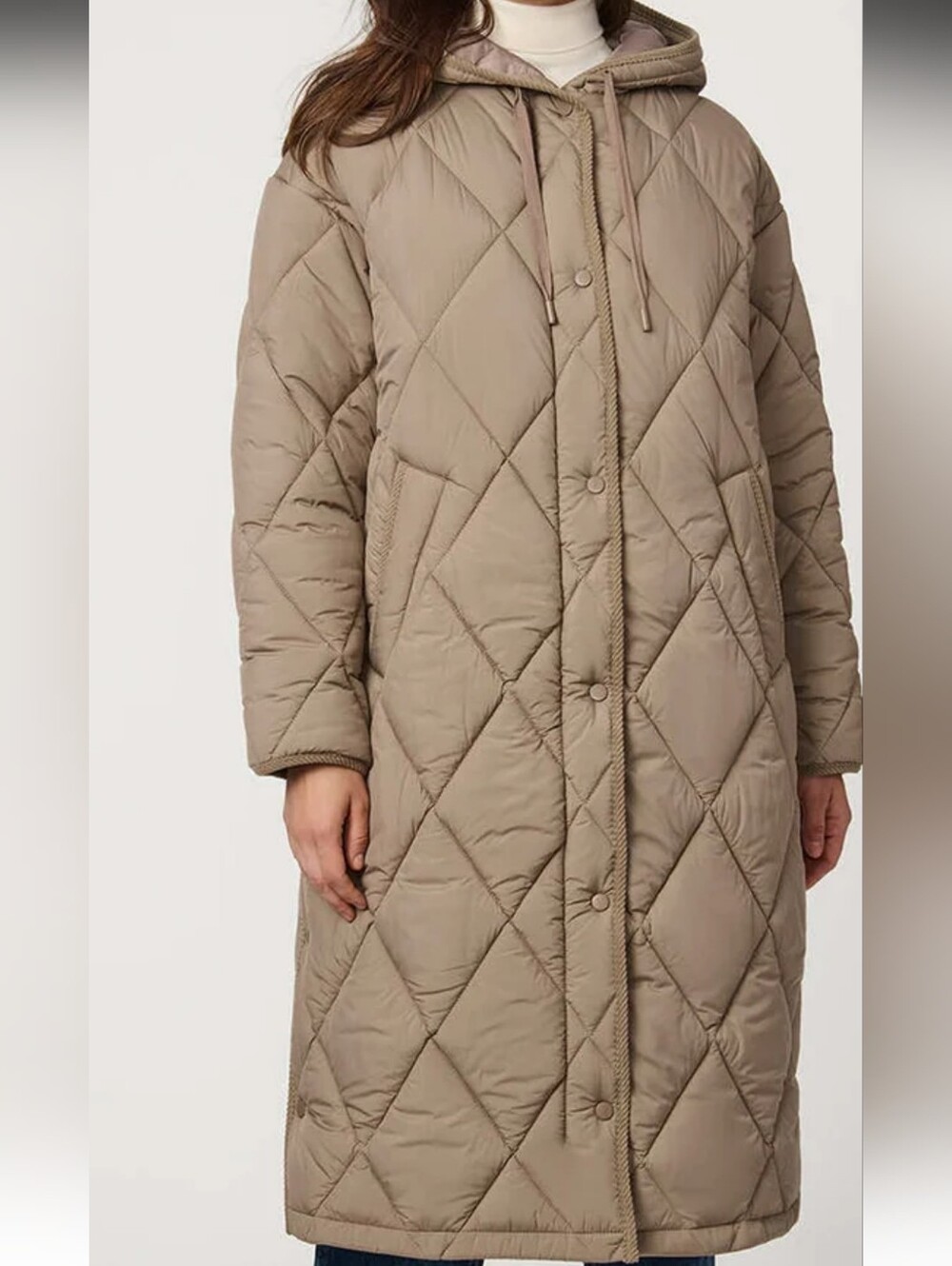 BERNARDO Bren Quilted Hooded Long Puffer Coat - Taupe NWOT Size: XXL /16W-18W